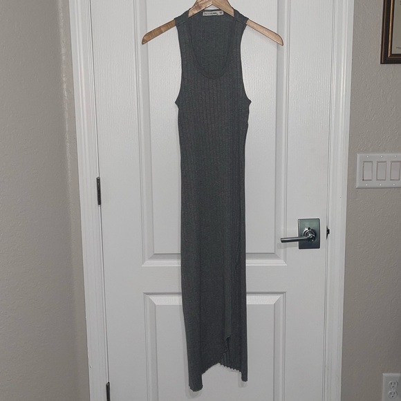 Rag Bone Jean Tri Rib Tank Midi Dress Light Grey Gray Ribbed Knit Slit Back Med - Picture 2 of 9